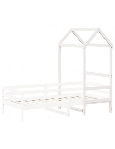 Tetto Letto Bambini Bianco 98x70x176,5 cm Legno Massello Pino