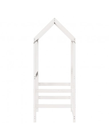 Tetto Letto Bambini Bianco 98x70x176,5 cm Legno Massello Pino