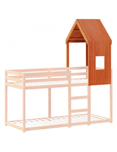 Tetto Letto Bambini Marrone Cera 60x89x134,5 cm Massello Pino