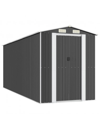 Capanno da Giardino Antracite 192x523x223 cm in Acciaio Zincato