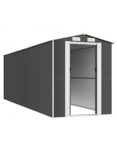 Capanno da Giardino Antracite 192x606x223 cm in Acciaio Zincato