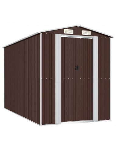 Capanno da Giardino Marrone Scuro 192x357x223cm Acciaio Zincato
