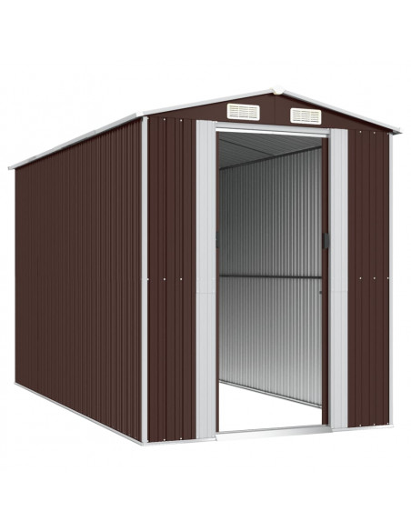 Capanno da Giardino Marrone Scuro 192x357x223cm Acciaio Zincato