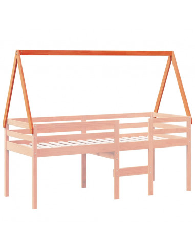 Tetto Letto Bambini Marrone Cera 199x95,5x88 cm Massello Pino