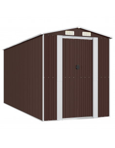 Capanno da Giardino Marrone Scuro 192x440x223cm Acciaio Zincato 2