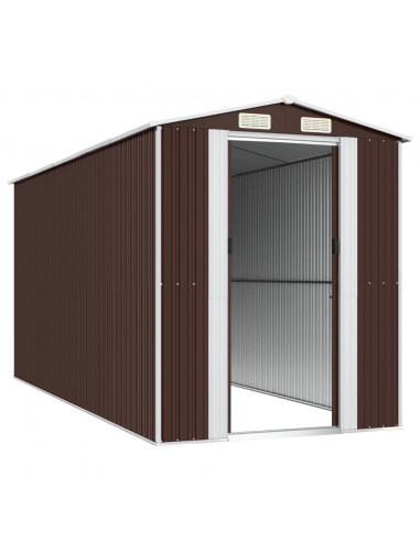 Capanno da Giardino Marrone Scuro 192x440x223cm Acciaio Zincato