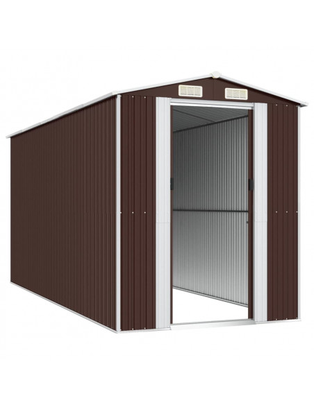 Capanno da Giardino Marrone Scuro 192x440x223cm Acciaio Zincato