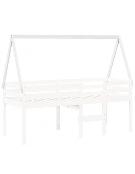 Tetto Letto Bambini Bianco 199x80,5x88 cm Legno Massello Pino