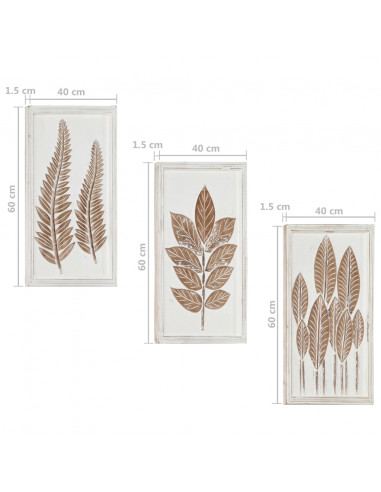 Hand-Carved Wall Panels 3 pcs MDF 40x60x1,5 cm