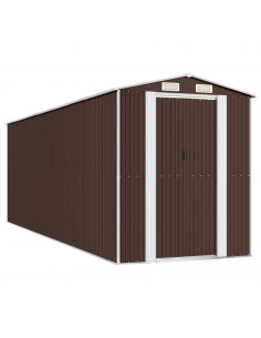 Capanno da Giardino Marrone Scuro 192x606x223cm Acciaio Zincato 2
