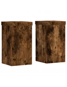 Supporti per Piante 2 pz Rovere 10x10x18 cm Legno Multistrato 2