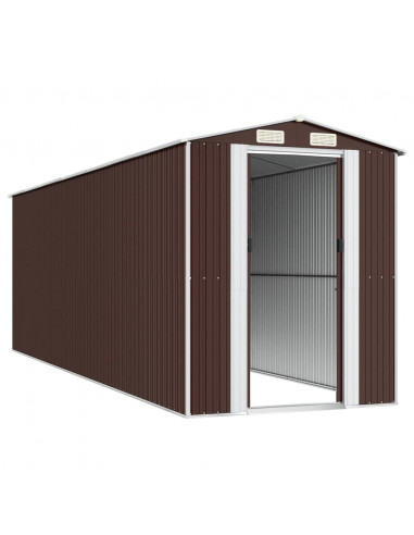 Capanno da Giardino Marrone Scuro 192x606x223cm Acciaio Zincato