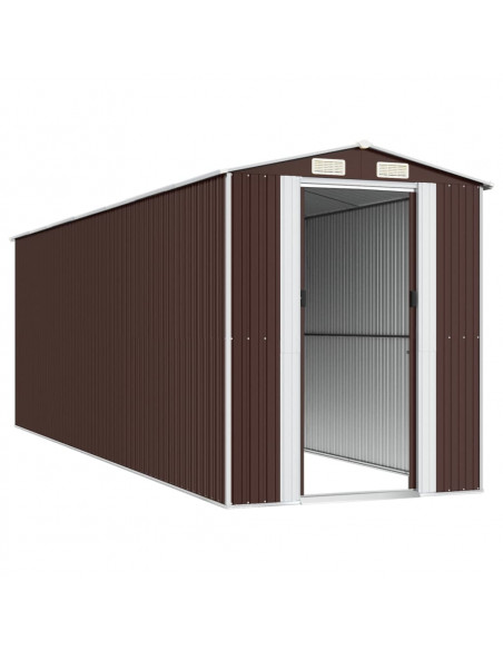 Capanno da Giardino Marrone Scuro 192x606x223cm Acciaio Zincato