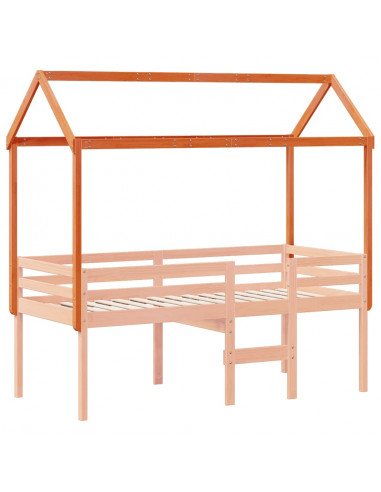 Tetto Letto Bambini Marrone Cera 217x85,5x154 cm Massello Pino