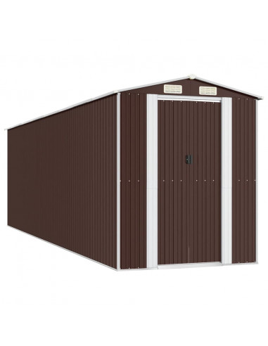 Capanno da Giardino Marrone Scuro 192x689x223cm Acciaio Zincato