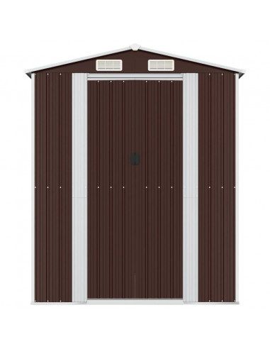 Capanno da Giardino Marrone Scuro 192x689x223cm Acciaio Zincato