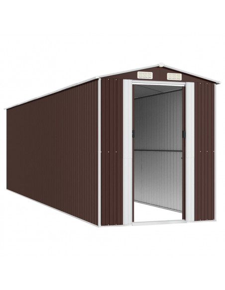 Capanno da Giardino Marrone Scuro 192x689x223cm Acciaio Zincato