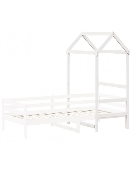 Tetto Letto Bambini Bianco 108x70x176,5 cm Legno Massello Pino