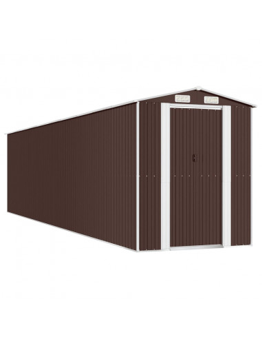 Capanno da Giardino Marrone Scuro 192x855x223cm Acciaio Zincato