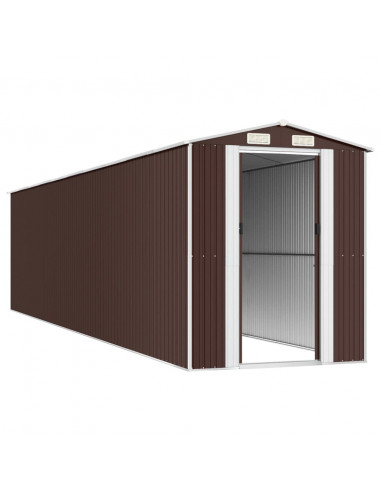 Capanno da Giardino Marrone Scuro 192x855x223cm Acciaio Zincato