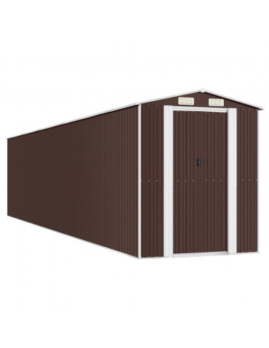 Capanno da Giardino Marrone Scuro 192x938x223cm Acciaio Zincato