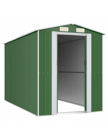 Capanno da Giardino Verde 192x357x223 cm Acciaio Zincato