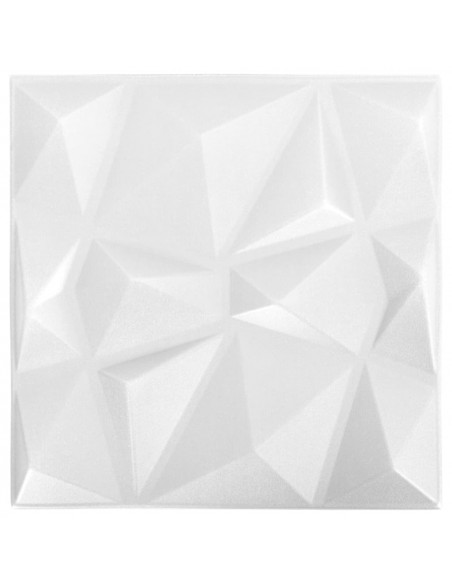 Pannelli Murali 3D 48 pz 50x50 cm Bianchi a Diamante 12 m²