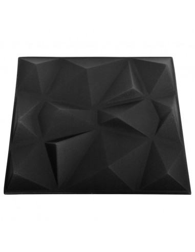 Pannelli Murali 3D 24 pz 50x50 cm Neri a Diamante 6 m²