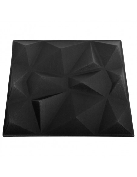 Pannelli Murali 3D 24 pz 50x50 cm Neri a Diamante 6 m²