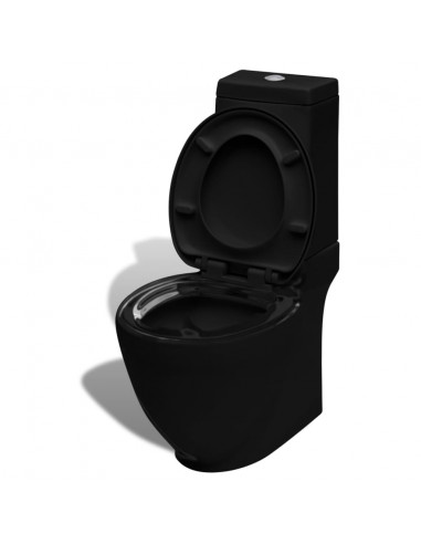 Set di Bidet e Toilette da Pavimento in Ceramica Nera