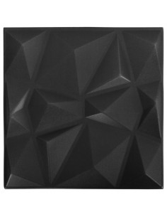 Pannelli Murali 3D 48 pz 50x50 cm Neri a Diamante 12 m² 2