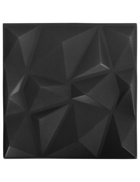 Pannelli Murali 3D 48 pz 50x50 cm Neri a Diamante 12 m²