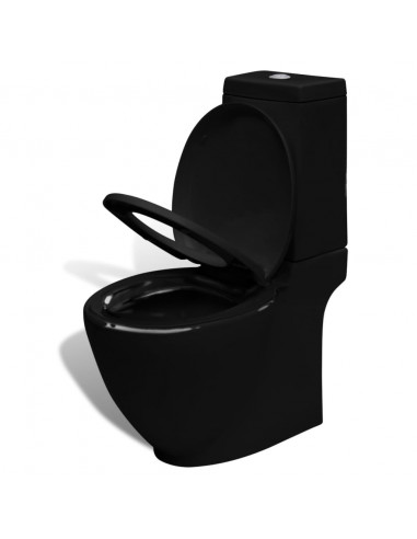 Set di Bidet e Toilette da Pavimento in Ceramica Nera