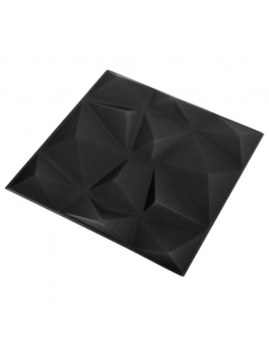 Pannelli Murali 3D 48 pz 50x50 cm Neri a Diamante 12 m²