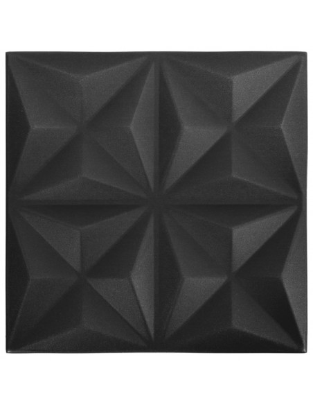 Pannelli Murali 3D 48 pz 50x50 cm Neri Origami 12 m²