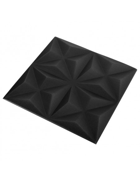 Pannelli Murali 3D 48 pz 50x50 cm Neri Origami 12 m²