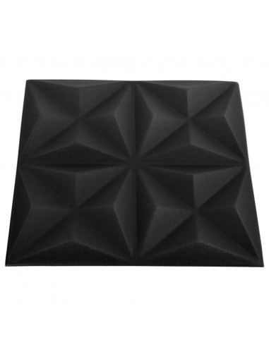 Pannelli Murali 3D 48 pz 50x50 cm Neri Origami 12 m²