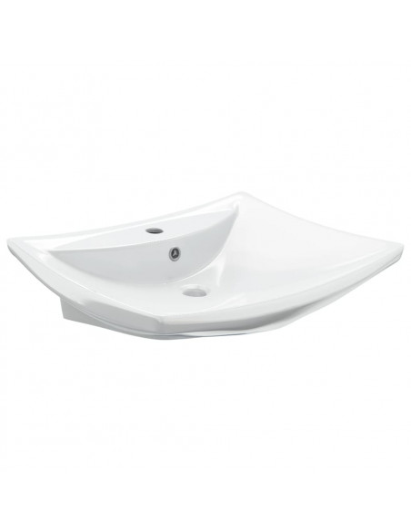 Lavabo Ceramica Lusso Rettangolare Foro di Trabocco e Foro Rubinetto