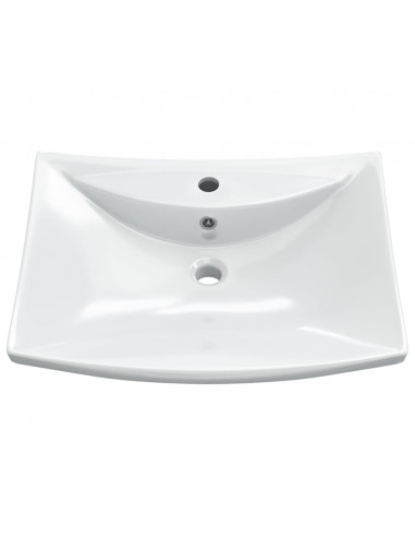 Lavabo Ceramica Lusso Rettangolare Foro di Trabocco e Foro Rubinetto