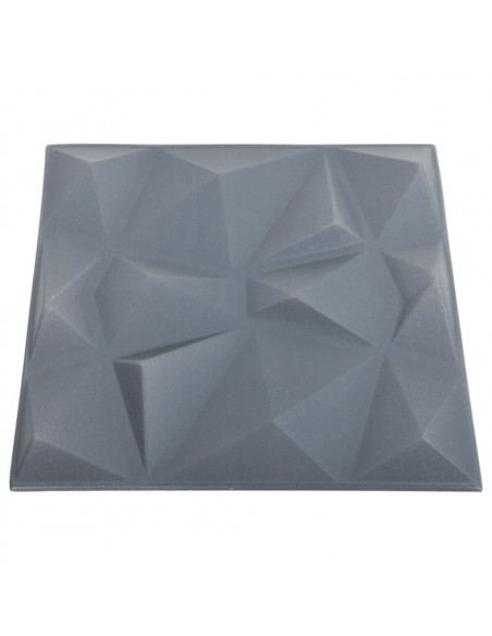 Pannelli Murali 3D 24 pz 50x50 cm Grigi a Diamante 6 m²