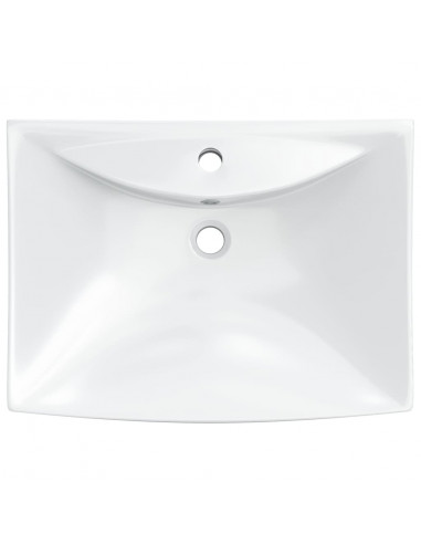 Lavabo Ceramica Lusso Rettangolare Foro di Trabocco e Foro Rubinetto