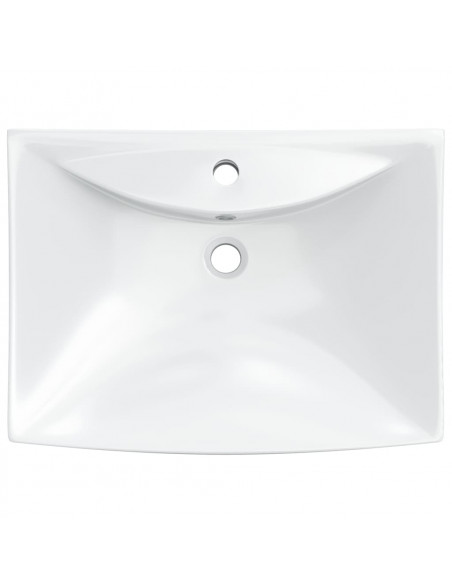 Lavabo Ceramica Lusso Rettangolare Foro di Trabocco e Foro Rubinetto