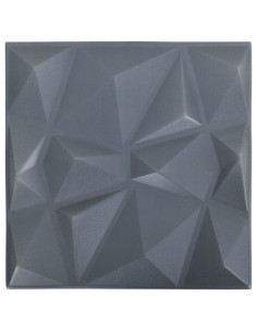 Pannelli Murali 3D 48 pz 50x50 cm Grigi a Diamante 12 m² 2