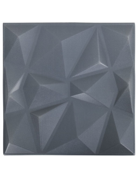 Pannelli Murali 3D 48 pz 50x50 cm Grigi a Diamante 12 m²
