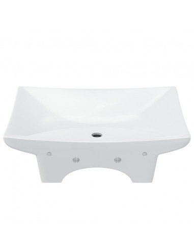 Lavabo Ceramica Lusso Rettangolare Foro di Trabocco e Foro Rubinetto