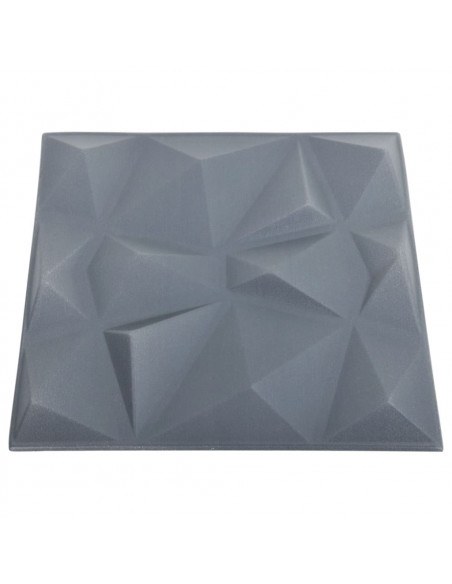 Pannelli Murali 3D 48 pz 50x50 cm Grigi a Diamante 12 m²