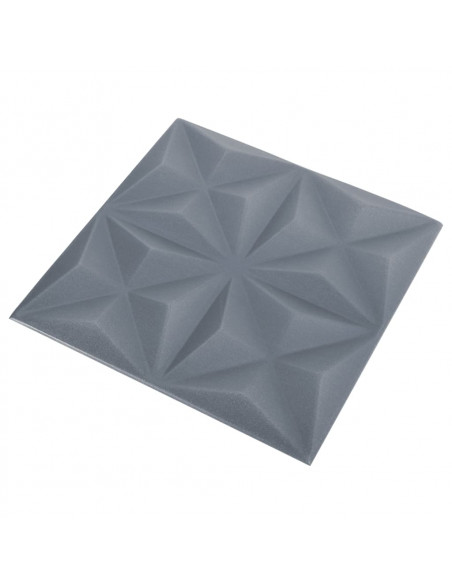 Pannelli Murali 3D 24 pz 50x50 cm Grigi Origami 6 m²