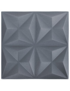 Pannelli Murali 3D 48 pz 50x50 cm Grigi Origami 12 m² 2