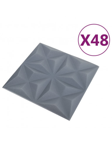 Pannelli Murali 3D 48 pz 50x50 cm Grigi Origami 12 m²