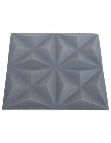 Pannelli Murali 3D 48 pz 50x50 cm Grigi Origami 12 m²